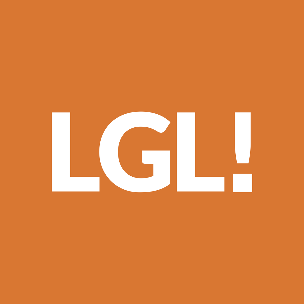 Square avatar mark, LGL! on orange